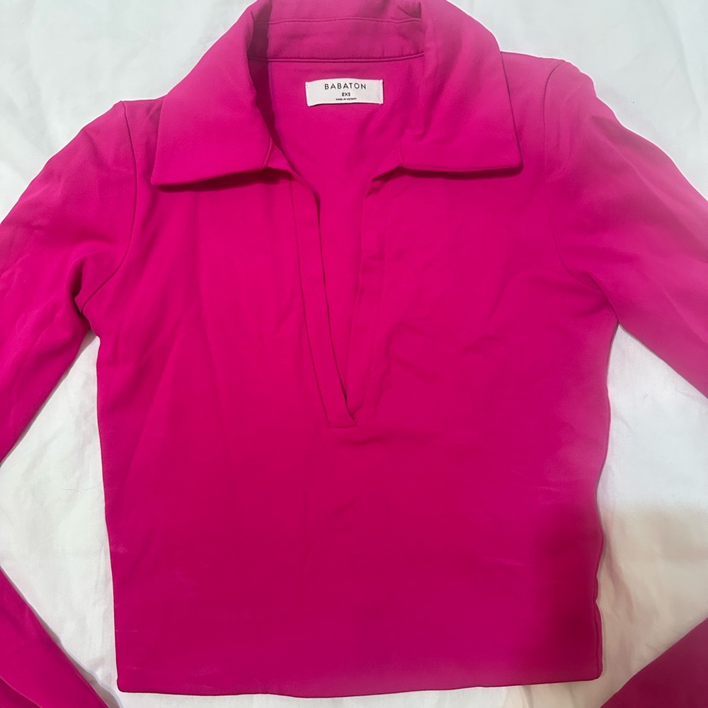 Aritzia Babaton Fuchsia Long Sleeve Blouse